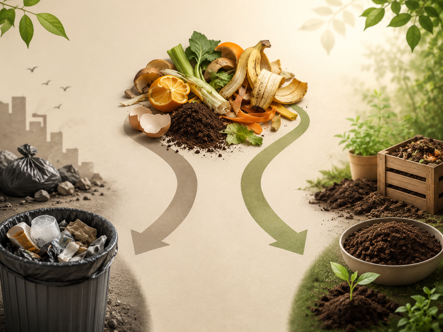 Dois caminhos para o resíduo orgânico: lixo comum ou compostagem